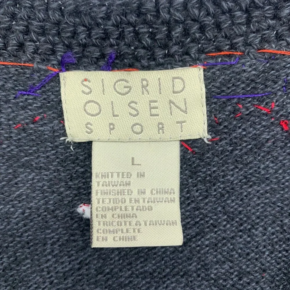 Vintage Sigrid Olsen silk wool blend sweater vest beaded size L